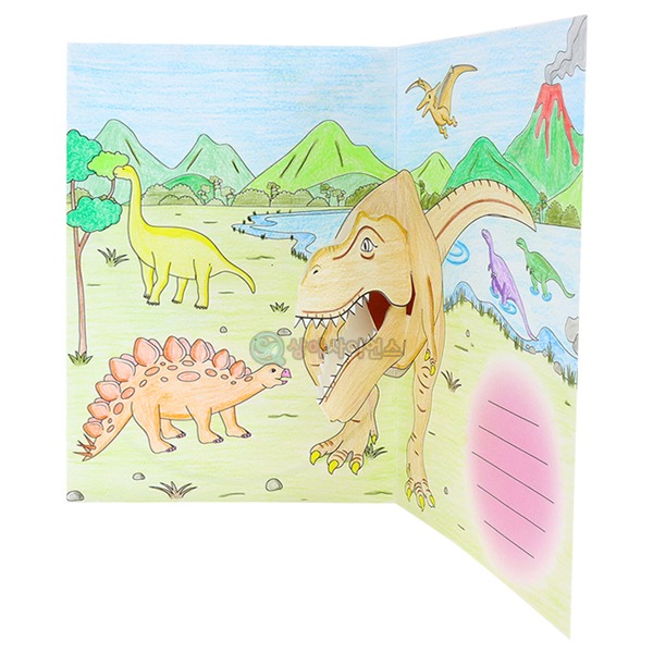 공룡 컬러링 팝업 카드 만들기(1인용 포장)