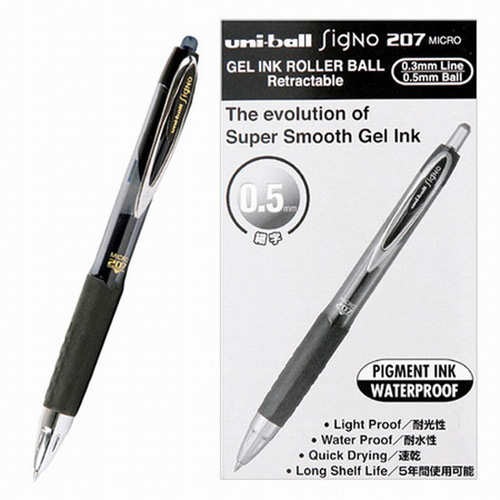 [유니] 중성펜 시그노 UMN-207 0.5mm(1타=12개입)[3096251]흑색