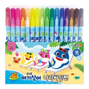 [종이나라]핑크퐁상어가족 16색 싸인펜