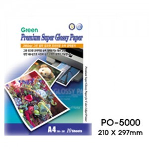 그린 잉크젯 프리미엄 슈퍼 광택인화지 PO-5000 잉크젯인화용지,인화지,포토용지 (A4 1팩/10장)