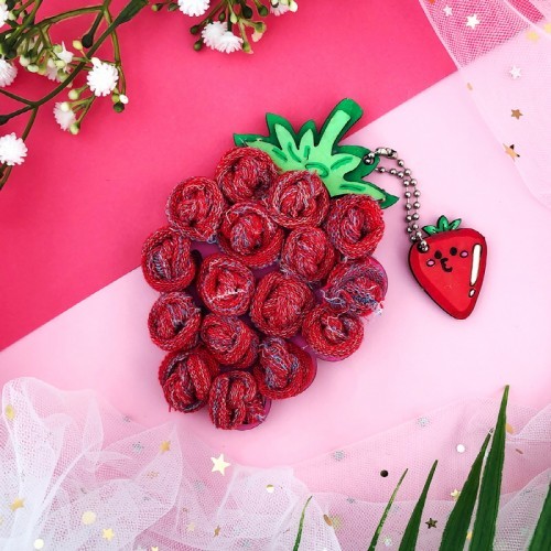 양말목 공예 직조틀 과일 키링 만들기-딸기