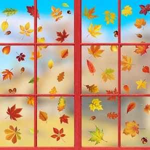 [스타키드] 가을 단풍잎 창문 스티커(4장 1세트)