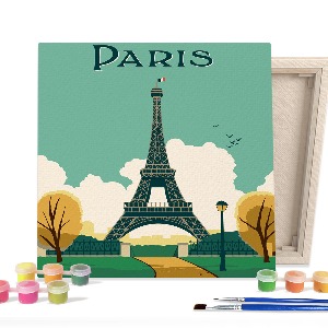DIY캔버스형 그림그리기 25x25cm 랜드마크_파리_에펠탑