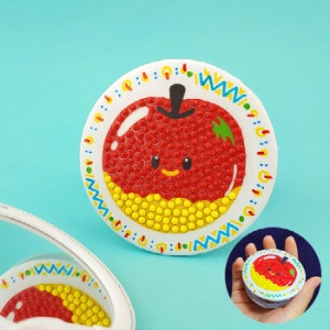 반짝반짝 보석십자수 원형 손거울 만들기 - 과일 사과