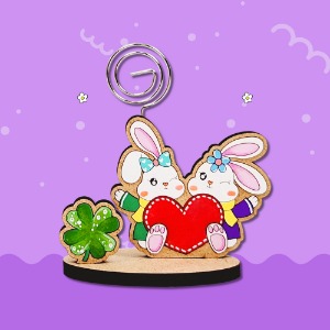 [아기자기우드] 귀염 토끼커플 메모꽂이 -A51-0042