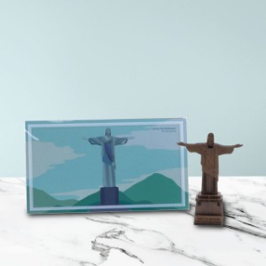 리우의예수상 랜드마크 원목 3D 입체퍼즐 포스트카드 DIY