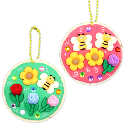 꿀벌과 봄꽃 거울 가방걸이(4인용)
